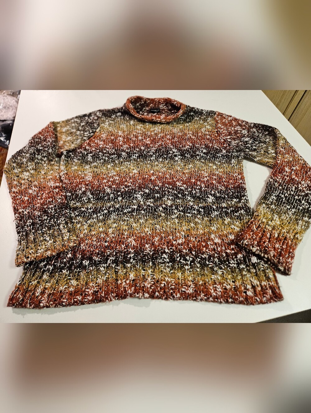 Womens "Fall Colors" Size L Tribal Sweater Turtleneck